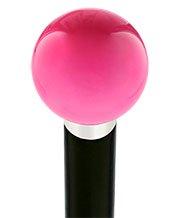 Hot Pink Round Knob Cane w/ Custom Wood Shaft & Collar Ball Clock Handle Walking Canes - Tophatter Daily Deals