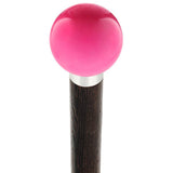 Hot Pink Round Knob Cane w/ Custom Wood Shaft & Collar Ball Clock Handle Walking Canes - Tophatter Daily Deals