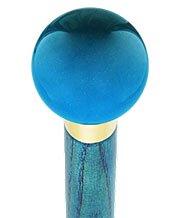 Ocean Blue Metallic Round Knob Cane w/ Custom Color Ash Shaft & Collar Ball Clock Handle Walking Canes - Tophatter Daily Deals