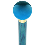 Ocean Blue Metallic Round Knob Cane w/ Custom Color Ash Shaft & Collar Ball Clock Handle Walking Canes - Tophatter Daily Deals