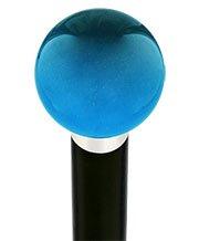 Ocean Blue Metallic Round Knob Cane w/ Custom Wood Shaft & Collar Ball Clock Handle Walking Canes - Tophatter Daily Deals