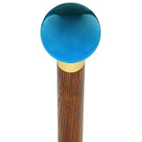 Ocean Blue Metallic Round Knob Cane w/ Custom Wood Shaft & Collar Ball Clock Handle Walking Canes - Tophatter Daily Deals