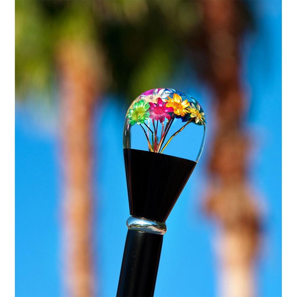 Real Dried Flower Clear Lucite Knob Stick: Beechwood Shaft Ball Clock Handle Walking Canes - Tophatter Daily Deals