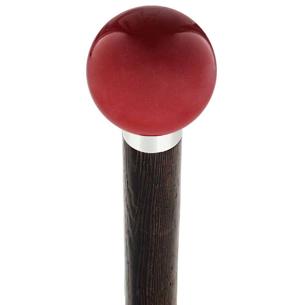 Red Candy Metallic Knob Cane - Personalize Wood Shaft & Collar Ball Clock Handle Walking Canes - Tophatter Daily Deals