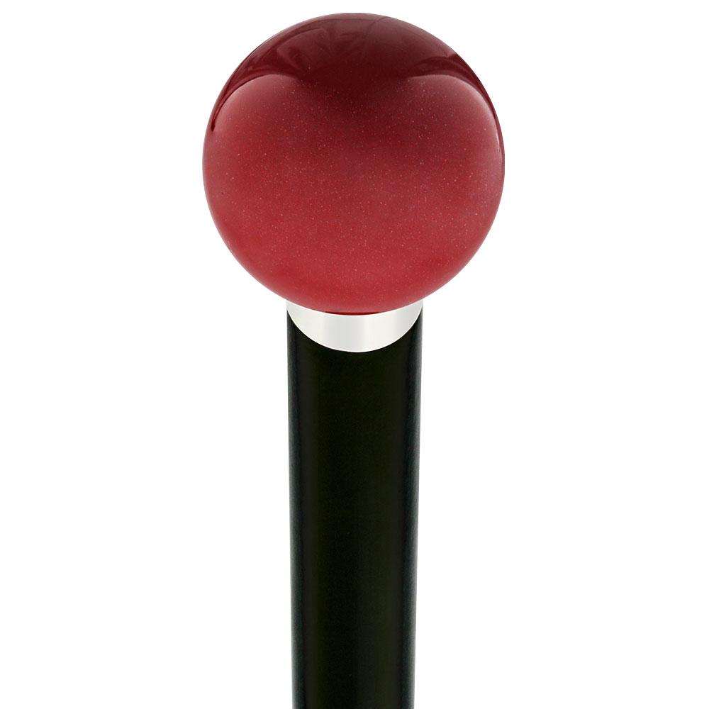 Red Candy Metallic Knob Cane - Personalize Wood Shaft & Collar Ball Clock Handle Walking Canes - Tophatter Daily Deals
