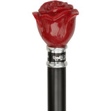 Red Rose Flower Knob Walking Stick With Black Beechwood Shaft and Collar Ball Clock Handle Walking Canes - Tophatter Daily Deals