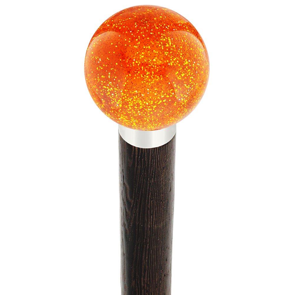 Sparkling Amber Knob Cane - Custom Wood Shaft & Collar Ball Clock Handle Walking Canes - Tophatter Daily Deals
