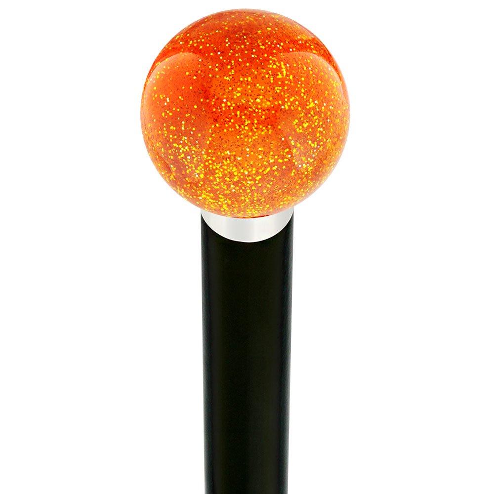 Sparkling Amber Knob Cane - Custom Wood Shaft & Collar Ball Clock Handle Walking Canes - Tophatter Daily Deals
