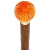 Sparkling Amber Knob Cane - Custom Wood Shaft & Collar Ball Clock Handle Walking Canes - Tophatter Daily Deals