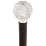 Sparkling Clear Round Knob Cane w/ Custom Wood Shaft & Collar Ball Clock Handle Walking Canes - Tophatter Daily Deals