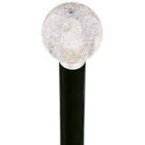 Sparkling Clear Round Knob Cane w/ Custom Wood Shaft & Collar Ball Clock Handle Walking Canes - Tophatter Daily Deals