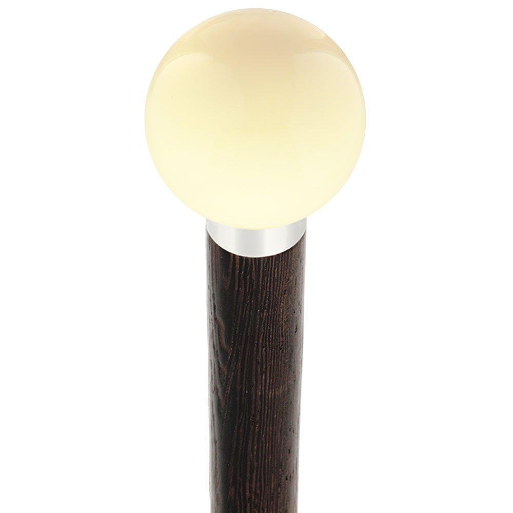Vanilla Ivory Round Knob Cane w/ Custom Wood Shaft & Collar Ball Clock Handle Walking Canes - Tophatter Daily Deals