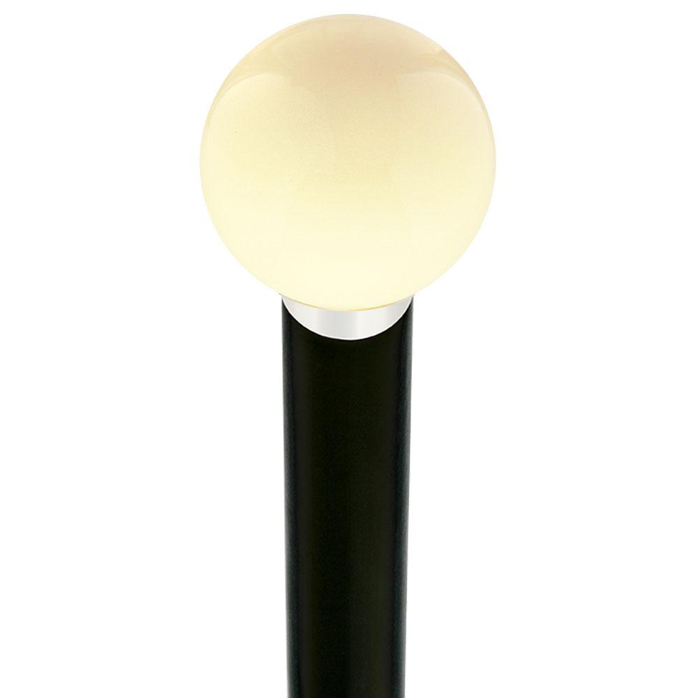 Vanilla Ivory Round Knob Cane w/ Custom Wood Shaft & Collar Ball Clock Handle Walking Canes - Tophatter Daily Deals