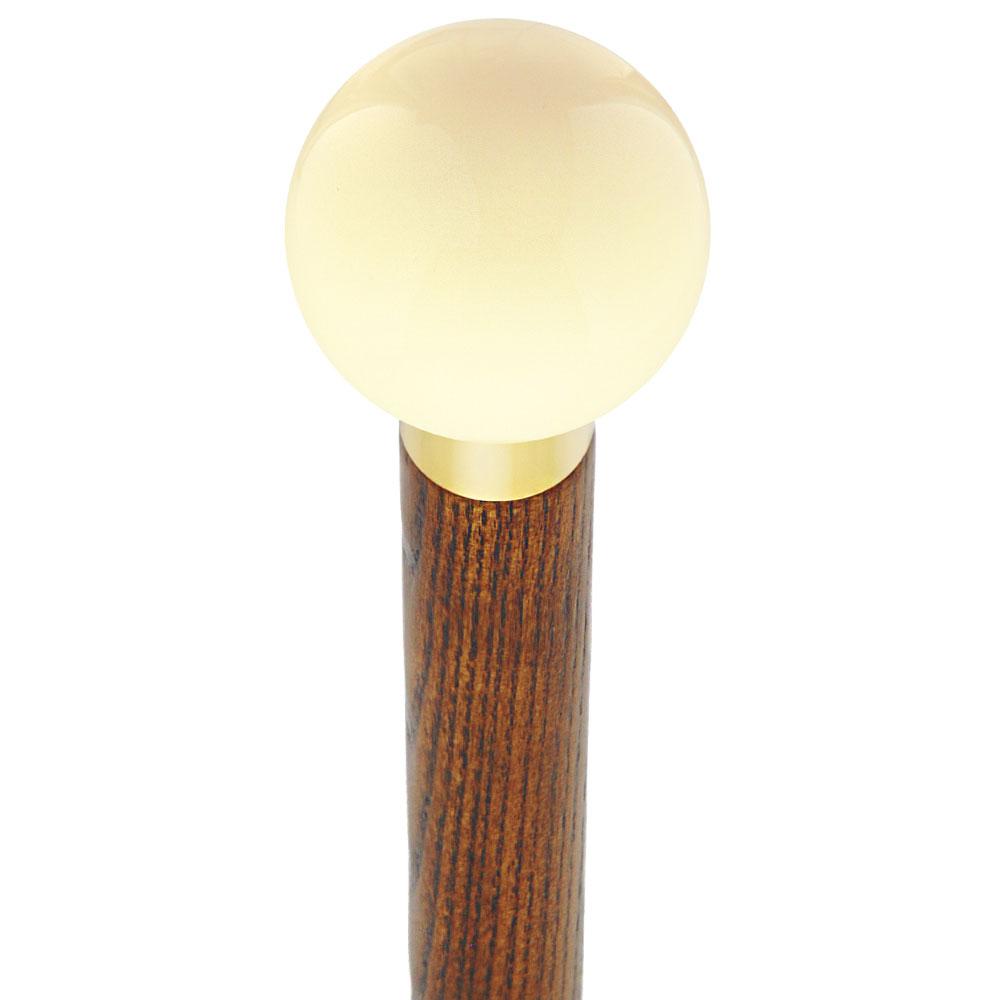 Vanilla Ivory Round Knob Cane w/ Custom Wood Shaft & Collar Ball Clock Handle Walking Canes - Tophatter Daily Deals
