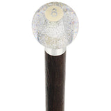 8 Ball Clear Sparkle Round Knob Cane w/ Custom Wood Shaft & Collar Billiard Walking Sticks - Tophatter Daily Deals