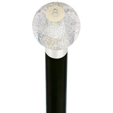 8 Ball Clear Sparkle Round Knob Cane w/ Custom Wood Shaft & Collar Billiard Walking Sticks - Tophatter Daily Deals