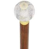 8 Ball Clear Sparkle Round Knob Cane w/ Custom Wood Shaft & Collar Billiard Walking Sticks - Tophatter Daily Deals