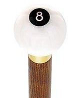 8 Ball White Pearl Round Knob Cane w/ Custom Color Ash Shaft & Collar Billiard Walking Sticks - Tophatter Daily Deals
