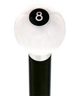 8 Ball White Pearl Round Knob Cane w/ Custom Wood Shaft & Collar Billiard Walking Sticks - Tophatter Daily Deals