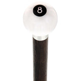 8 Ball White Pearl Round Knob Cane w/ Custom Wood Shaft & Collar Billiard Walking Sticks - Tophatter Daily Deals