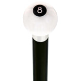 8 Ball White Pearl Round Knob Cane w/ Custom Wood Shaft & Collar Billiard Walking Sticks - Tophatter Daily Deals