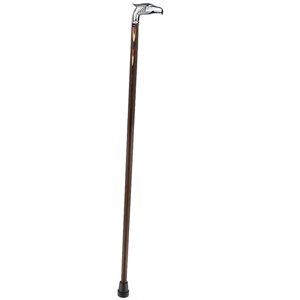 Patriotic Chrome Plated Eagle Head Cane: Inlaid Wenge Wood Bird Walking Canes - Tophatter Daily Deals
