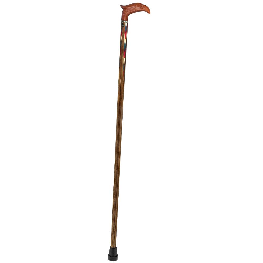 Patriotic "Colors Don't Run" Eagle Cane - Ovangkol Inlaid Wood Bird Walking Canes - Tophatter Daily Deals