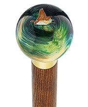 Flying Duck Camo Round Knob Cane w/ Custom Color Ash Shaft & Collar Bird Walking Canes - Tophatter Daily Deals