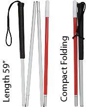 Sight Sensing Blind Stick - 4-Section Folding Reflective Blind Stick Walking Cane - Tophatter Daily Deals