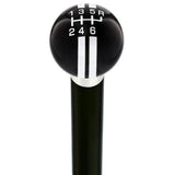 Black & Gray Rally Shift Round Knob Cane w/ Custom Wood Shaft & Collar Car Themed Canes - Tophatter Daily Deals