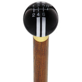 Black & Gray Rally Shift Round Knob Cane w/ Custom Wood Shaft & Collar Car Themed Canes - Tophatter Daily Deals