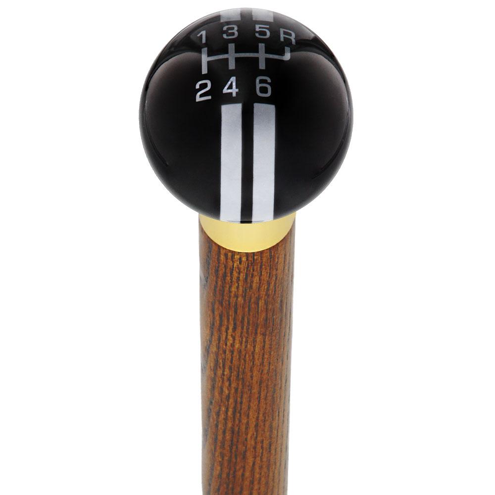 Black & Gray Rally Shift Round Knob Cane w/ Custom Wood Shaft & Collar Car Themed Canes - Tophatter Daily Deals