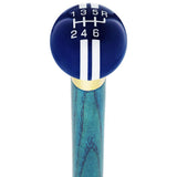 Dark Blue & Pearl Gray Rally Shift Round Knob Cane w/ Custom Color Ash Shaft & Collar Car Themed Canes - Tophatter Daily Deals