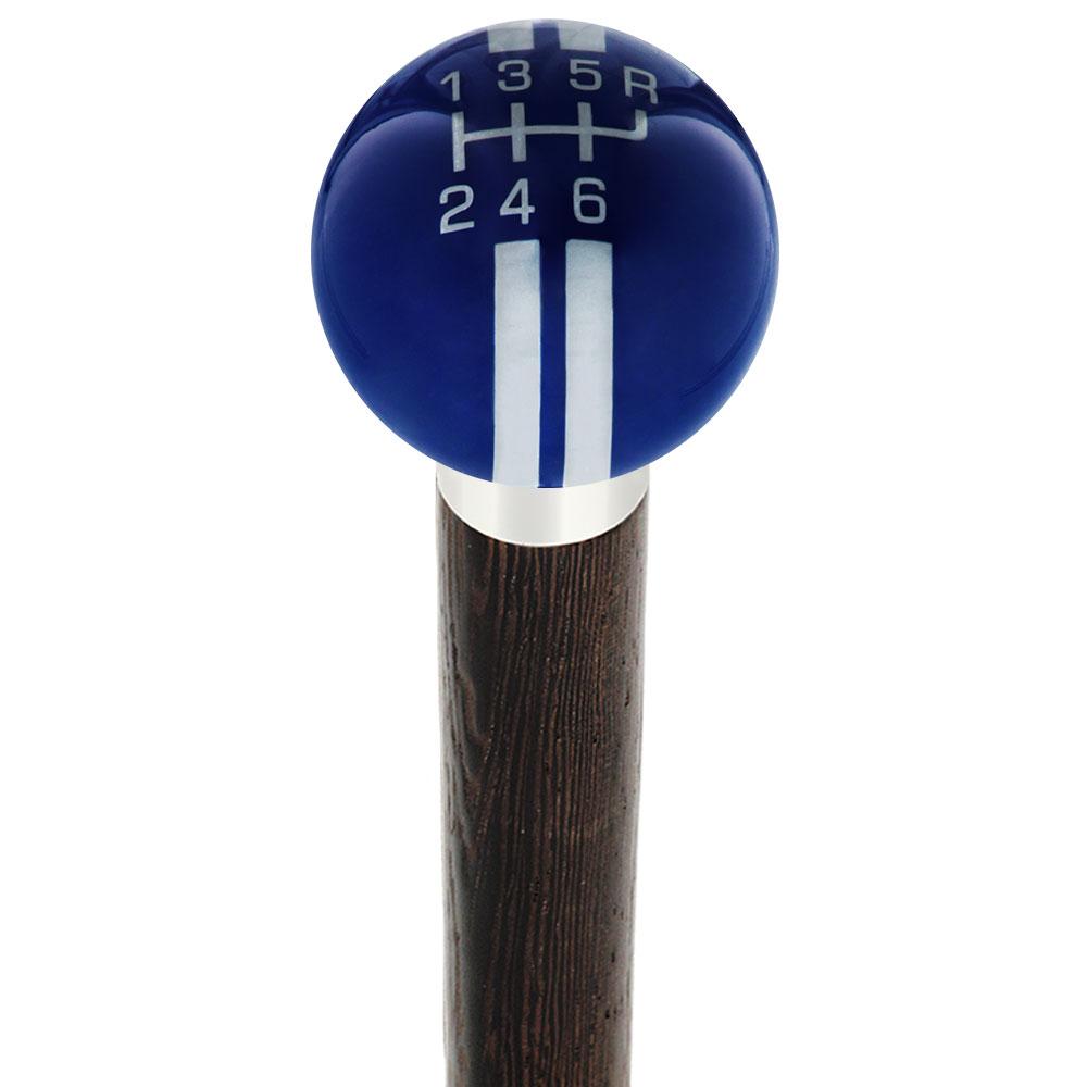 Dark Blue & Pearl Gray Rally Shift Round Knob Cane w/ Custom Wood Shaft & Collar Car Themed Canes - Tophatter Daily Deals