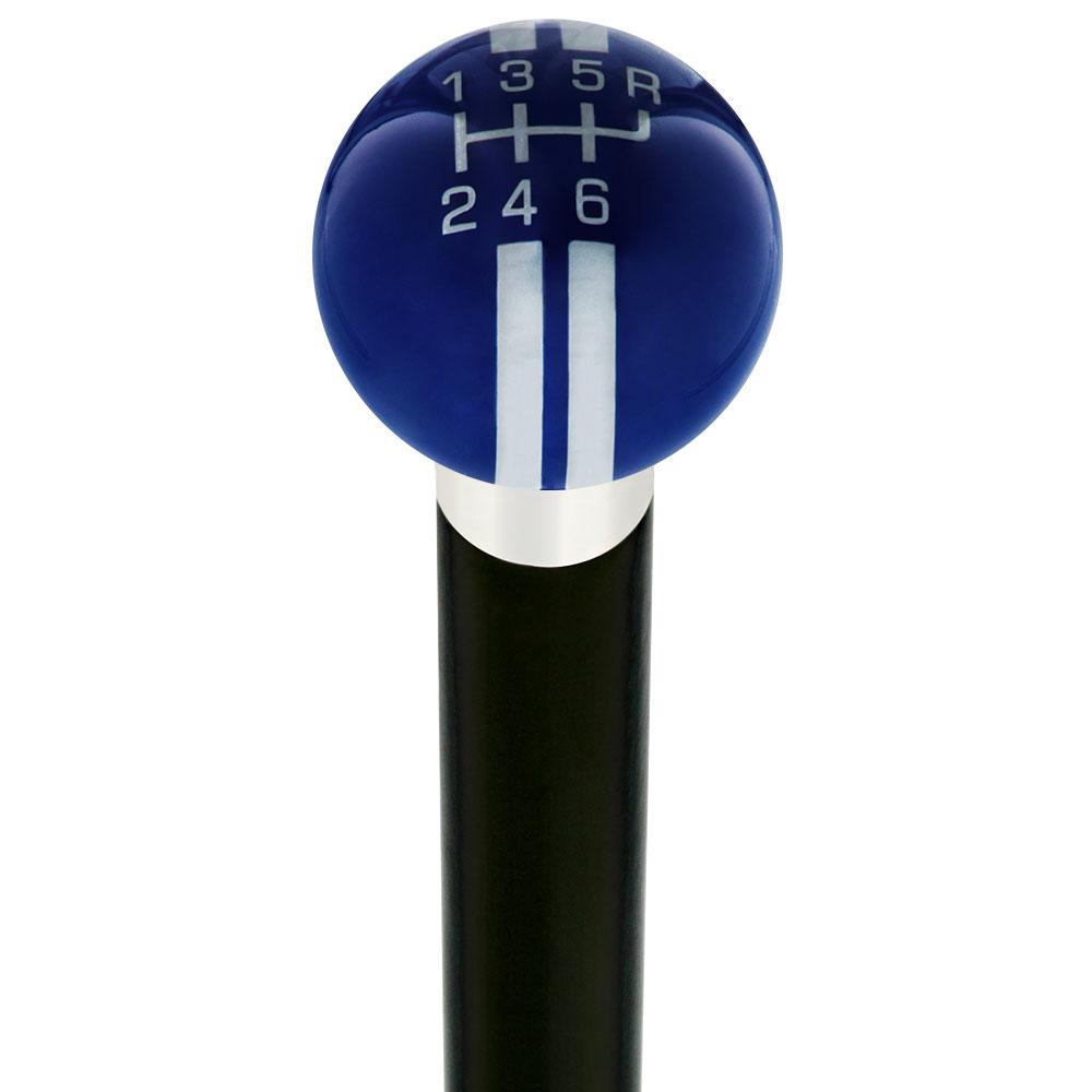 Dark Blue & Pearl Gray Rally Shift Round Knob Cane w/ Custom Wood Shaft & Collar Car Themed Canes - Tophatter Daily Deals