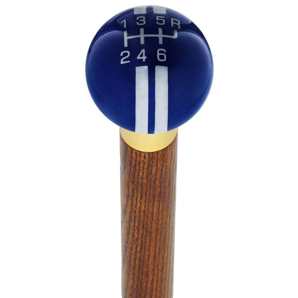 Dark Blue & Pearl Gray Rally Shift Round Knob Cane w/ Custom Wood Shaft & Collar Car Themed Canes - Tophatter Daily Deals