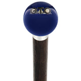 GTO Car Emblem Dark Blue Round Knob Cane w/ Custom Wood Shaft & Collar Car Themed Canes - Tophatter Daily Deals