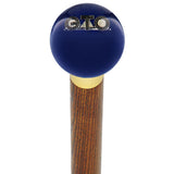 GTO Car Emblem Dark Blue Round Knob Cane w/ Custom Wood Shaft & Collar Car Themed Canes - Tophatter Daily Deals