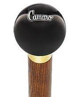 Licensed Camaro Emblem Black Round Knob Cane w/ Custom Color Ash Shaft & Collar Car Themed Canes - Tophatter Daily Deals