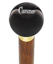 Licensed Camaro Emblem Black Round Knob Cane w/ Custom Color Ash Shaft & Collar Car Themed Canes - Tophatter Daily Deals