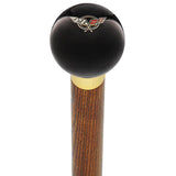 Licensed Corvette Angled Flags Emblem Black Round Knob Cane w/ Custom Wood Shaft & Collar Car Themed Canes - Tophatter Daily Deals