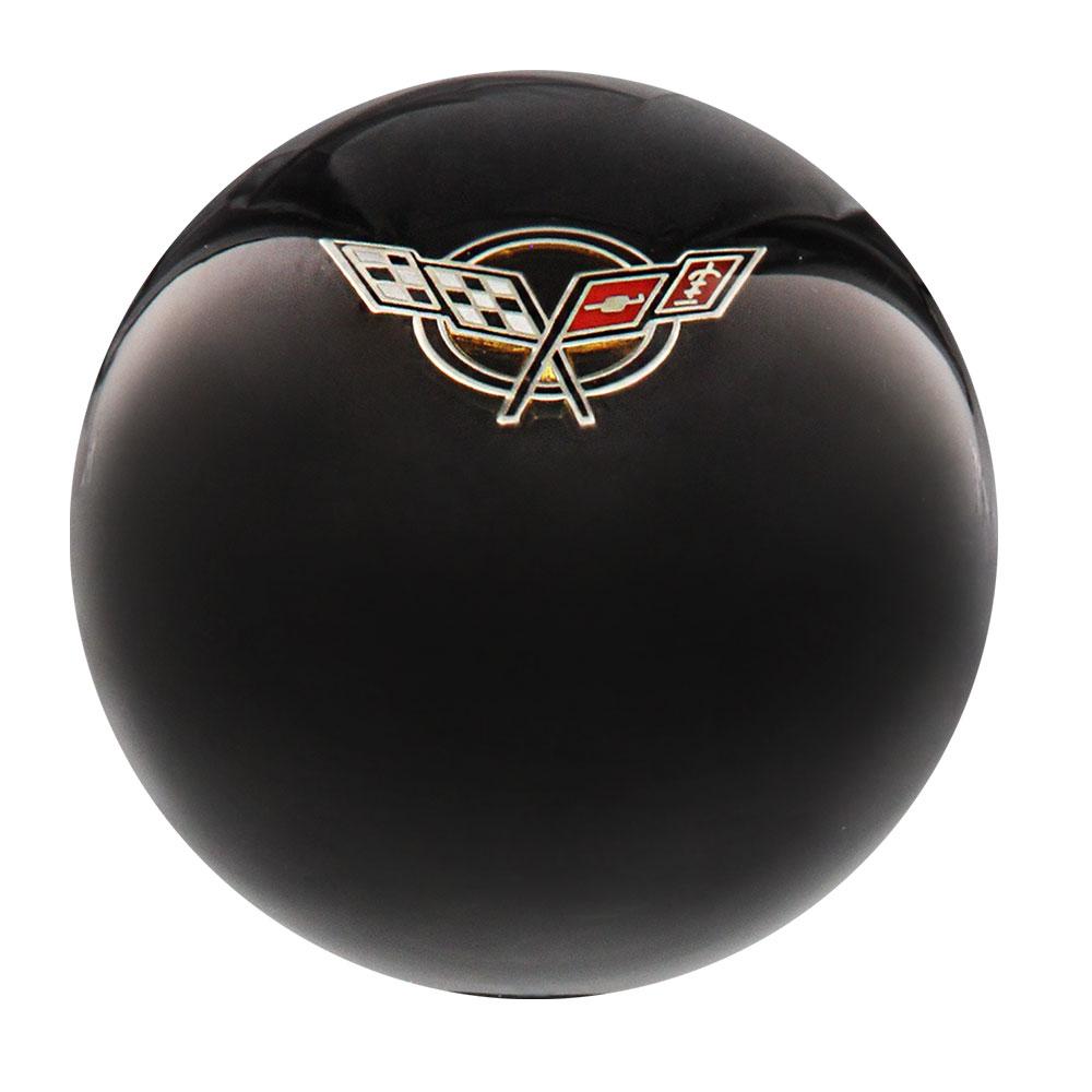 Licensed Corvette Angled Flags Emblem Black Round Knob Cane w/ Custom Wood Shaft & Collar Car Themed Canes - Tophatter Daily Deals