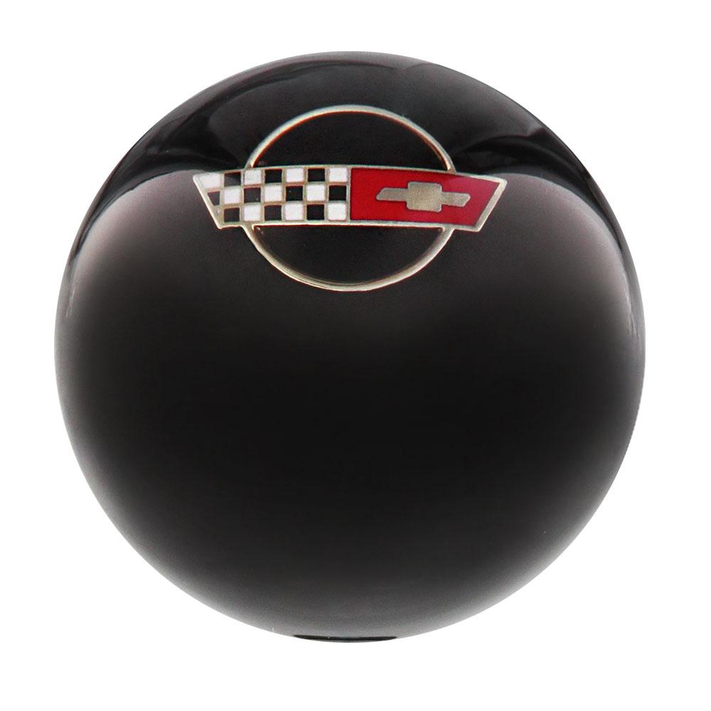 Licensed Corvette Side by Side Flags Emblem Black Round Knob Cane w/ Custom Wood Shaft & Collar Car Themed Canes - Tophatter Daily Deals