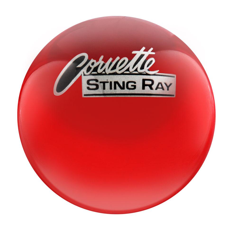 Licensed Corvette Sting Ray Vintage Emblem Red Round Knob Cane w/ Custom Color Ash Shaft & Collar Car Themed Canes - Tophatter Daily Deals