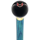 Licensed Firebird Emblem Black Round Knob Cane w/ Custom Color Ash Shaft & Collar Car Themed Canes - Tophatter Daily Deals