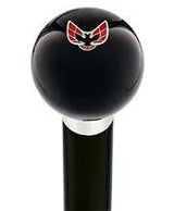 Licensed Firebird Emblem Black Round Knob Cane w/ Custom Wood Shaft & Collar Car Themed Canes - Tophatter Daily Deals