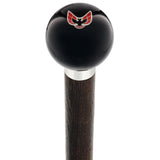 Licensed Firebird Emblem Black Round Knob Cane w/ Custom Wood Shaft & Collar Car Themed Canes - Tophatter Daily Deals