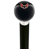 Licensed Firebird Emblem Black Round Knob Cane w/ Custom Wood Shaft & Collar Car Themed Canes - Tophatter Daily Deals