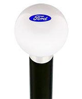 Licensed Ford Emblem White Round Knob Cane w/ Custom Wood Shaft & Collar Car Themed Canes - Tophatter Daily Deals