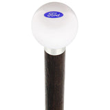 Licensed Ford Emblem White Round Knob Cane w/ Custom Wood Shaft & Collar Car Themed Canes - Tophatter Daily Deals